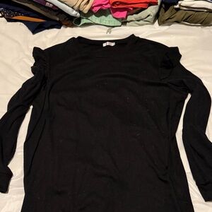 Amazon Essentials Women's Black Ruffle Sleeve Blouse